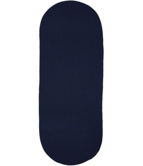 Rhody Solid Wool Navy S156 2 ft. X 4 ft. Oval Runner Rug