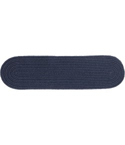 Rhody Solid Wool Navy S156 8 in. X 28 in. Stair Tread Set-of-13 Braided Rug