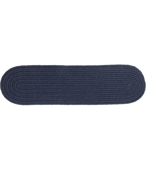 Rhody Solid Wool Navy S156 8 in. X 28 in. Stair Tread Set-of-13 Rug