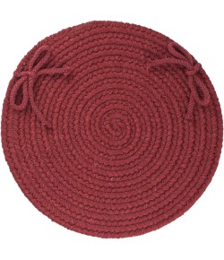 Rhody Solid Wool Red Wine S157 15 in. X 15 in. Chair Pad Set-of-4 Braided Rug