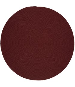Rhody Solid Wool Red Wine S157 6 ft. X 6 ft. Round Braided Rug