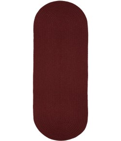 Rhody Solid Wool Red Wine S157 2 ft. X 6 ft. Oval Runner Braided Rug