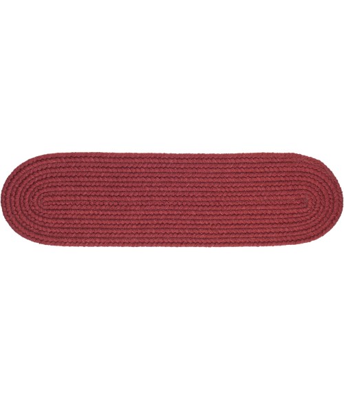 Rhody Solid Wool Red Wine S157 8 in. X 28 in. Stair Tread Rug