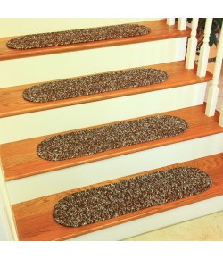 Rhody Sandi Brown SA38 8 in. X 28 in. Stair Tread Set-of-13 Braided Rug