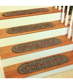 Rhody Sophia Brown SO35 8 in. X 28 in. Stair Tread Set-of-13 Braided Rug