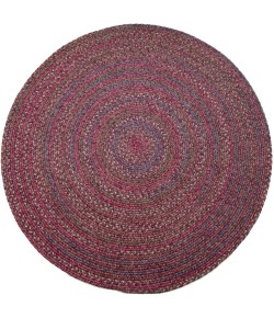 Rhody Sophia Burgundy Red SO45 6 ft. X 6 ft. Round Braided Rug