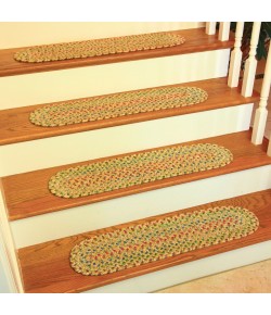 Rhody Sophia Sand Natural SO55 8 in. X 28 in. Stair Tread Set-of-4 Braided Rug