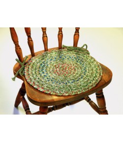 Rhody Sophia Moss Green SO65 15 in. X 15 in. Chair Pad Set-of-4 Braided Rug