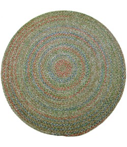 Rhody Sophia Moss Green SO65 6 ft. X 6 ft. Round Braided Rug
