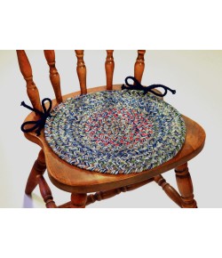 Rhody Sophia Denim Blue SO95 15 in. X 15 in. Chair Pad Set-of-4 Braided Rug