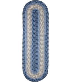 Rhody Twin River Blue Multi TR12 2 ft. X 6 ft. Oval Runner Braided Rug