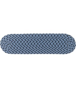 Rhody Twin River Blue Multi TR12 8 in. X 28 in. Stair Tread Set-of-13 Braided Rug