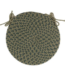 Rhody Twin River Green Multi TR22 15 in. X 15 in. Chair Pad Set-of-4 Braided Rug