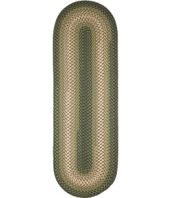Rhody Twin River Green Multi TR22 2 ft. X 6 ft. Oval Runner Braided Rug