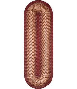 Rhody Twin River Red Multi TR42 2 ft. X 10 ft. Oval Runner Braided Rug