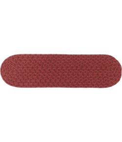 Rhody Twin River Red Multi TR42 8 in. X 28 in. Stair Tread Set-of-13 Braided Rug