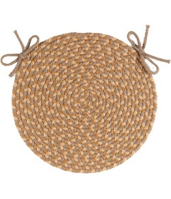 Rhody Twin River Natural Multi TR52 15 in. X 15 in. Chair Pad Set-of-4 Braided Rug