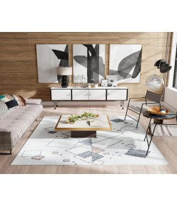 Mason Brooks Azure AZ15B Etched Glass Geometric Contemporary Ivory Area Rug, 5 ft. 0 in. X 7 ft. 0 in.