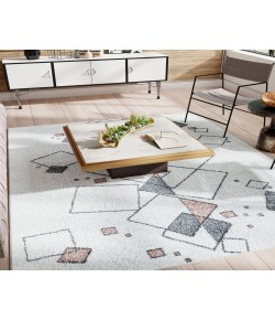 Mason Brooks Azure AZ15B Etched Glass Geometric Contemporary Ivory Area Rug, 5 ft. 0 in. X 7 ft. 0 in.