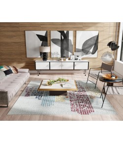 Mason Brooks Azure AZ80A Polychrome Geometric Contemporary Ivory Area Rug, 2 ft. 0 in. X 4 ft. 0 in.