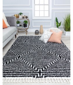 Bennett Bevar BT20A Last Call Stripe/Diamond Modern Black Area Rug, 2 ft. 6 in. X 4 ft.
