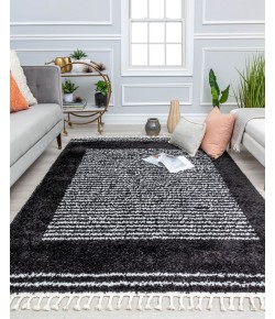 Bennett Bevar BT35A Ebony Twilight Stripe Shag Black Area Rug, 5