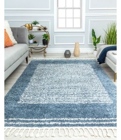 CosmoLiving By Cosmopolitan Bevar BT35C Hidden Oasis Stripe Shag Blue Area Rug, 8 ft. 3 in. X 10 ft. 0 in.