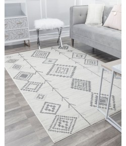 Bodrum Soleil BR15L Native White Tribal Moroccan Light Gray Area Rug, 8 ft. 9 in. X 12 ft.