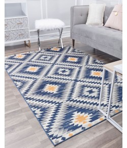 Bodrum Soleil BR30H Kilim Cadet Tribal Moroccan blue Area Rug, 8 ft. X 10 ft.