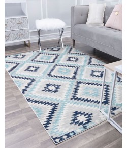 Bodrum Soleil BR30I Ice Blue Tribal Moroccan blue Area Rug, 5 ft. X 7 ft.