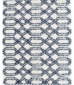 Mason Brooks Indigo Shag CG25A Jay Bird Geometric Transitional White Area Rug, 2 ft. 6 in. X 8 ft.