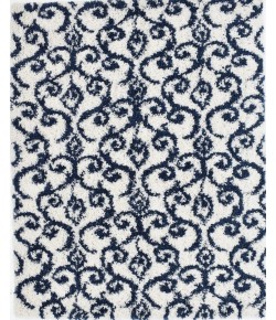 Mason Brooks Indigo Shag CG35A Noctourne Navy Geometric Transitional White Area Rug, 8 ft. 3 in. X 10 ft. 0 in.