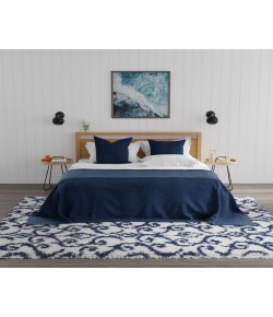 Mason Brooks Indigo Shag CG35A Noctourne Navy Geometric Transitional White Area Rug, 8 ft. 3 in. X 10 ft. 0 in.