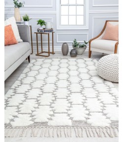 Rugs America Ivory Astra CR10A Te X tured/Trellis Bohemian White Area Rug, 8