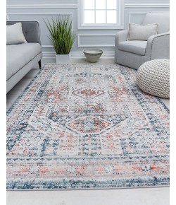 Rugs America Cora CL55A Symphony Blue Transitional Vintage Rust Area Rug, 8 ft. 0 in. X 10 ft. 0 in.