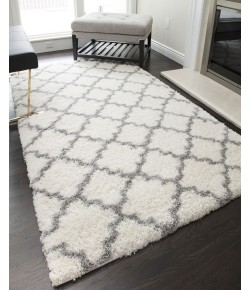 Rugs America Cloud Shag FH100A Ivory grey Quatrefoil Geometric Contemporary Ivory Area Rug, 8 ft. X 10 ft.