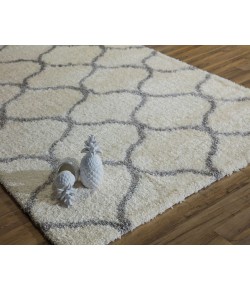 Rugs America Cloud Shag FH200C Ivory grey Links Geometric Contemporary Ivory Area Rug, 2 ft. X 4 ft.