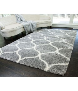 Rugs America Cloud Shag FH200D grey Ivory Links Geometric Contemporary Gray Area Rug, 8 ft. X 10 ft.