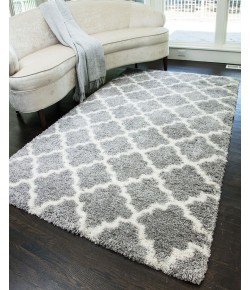 Rugs America Cloud Shag FH100B grey Ivory Quatrefoil Geometric Contemporary Gray Area Rug, 2 ft. X 4 ft.