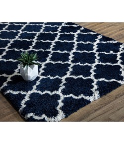 Rugs America Cloud Shag FH100D Navy Ivory Quatrefoil Geometric Contemporary Navy Area Rug, 8 ft. X 10 ft.