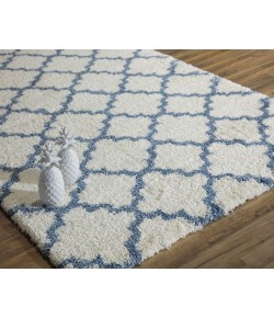 Rugs America Cloud Shag FH100E Ivory Light Blue Quatrefoil Geometric Contemporary Ivory Area Rug, 2 ft. 3 in. X 8 ft.