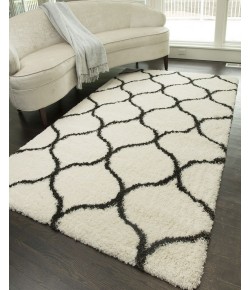 Rugs America Cloud Shag FH200B Ivory Charcoal Links Geometric Contemporary Ivory Area Rug, 8 ft. X 10 ft.