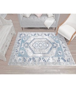 Rugs America Freida FY10A Misty Blue Vintage Farmhouse Gray Area Rug, 8 ft. X 10 ft.