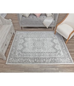 Rugs America Freida FY50A Chilly Grey Vintage Farmhouse Light Gray Area Rug, 5 ft. X 7 ft.