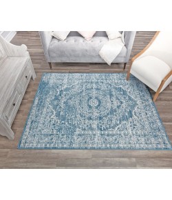 Rugs America Freida FY70A Blue Frost Vintage Farmhouse Blue Area Rug, 5 ft. X 7 ft.
