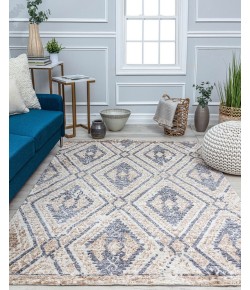 Rugs America Gianni GA10B Ivory Diamond Diamond Bohemian White Area Rug, 8 ft. 0 in. X 10 ft. 0 in.