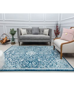 Rugs America Harper HY50N Mozart Blue Abstract Vintage Blue Area Rug, 8 ft. 0 in. X 10 ft. 0 in.