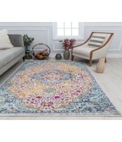 Rugs America Harper HY50O Inner Glow Abstract Vintage Blue Area Rug, 5 ft. 3 in. X 7 ft. 0 in.