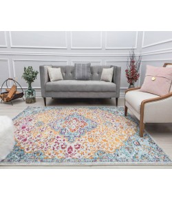 Rugs America Harper HY50O Inner Glow Abstract Vintage Blue Area Rug, 5 ft. 3 in. X 7 ft. 0 in.