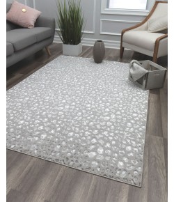 Hazel Natura HZ50B Gray Leopard Animal Contemporary Gray Area Rug, 8 ft. X 10 ft.